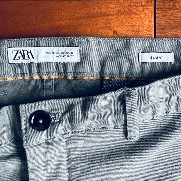 Zara Man Slim Fit Chino Stretch Travel Pants Grey Gray Size 36 - Picture 2 of 10